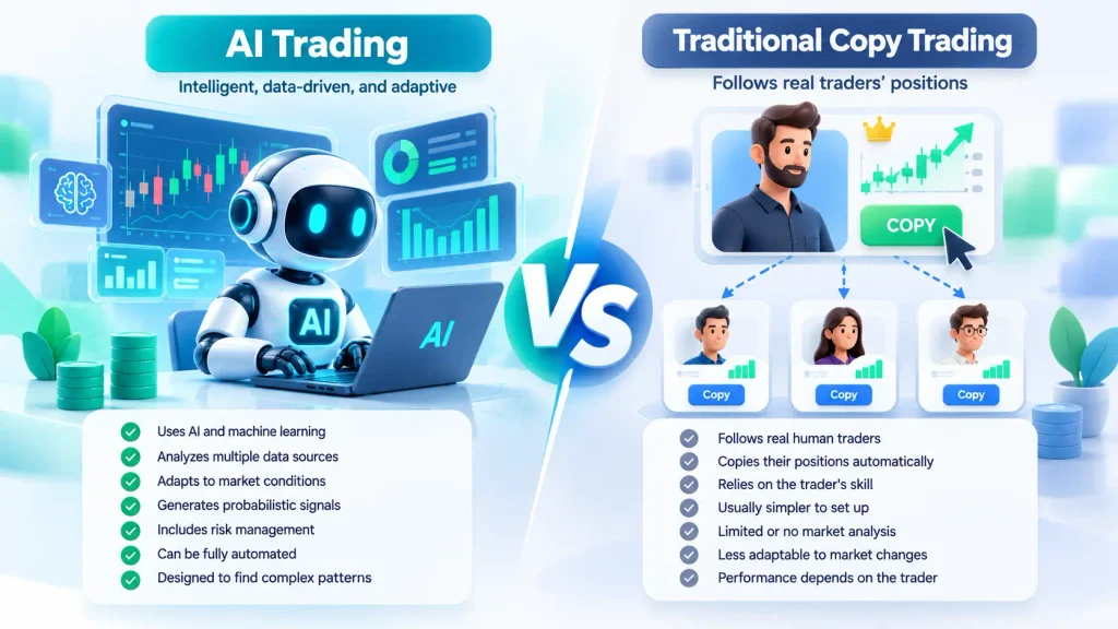 Ai traders ; traditional copy trading following a lead trader's positions